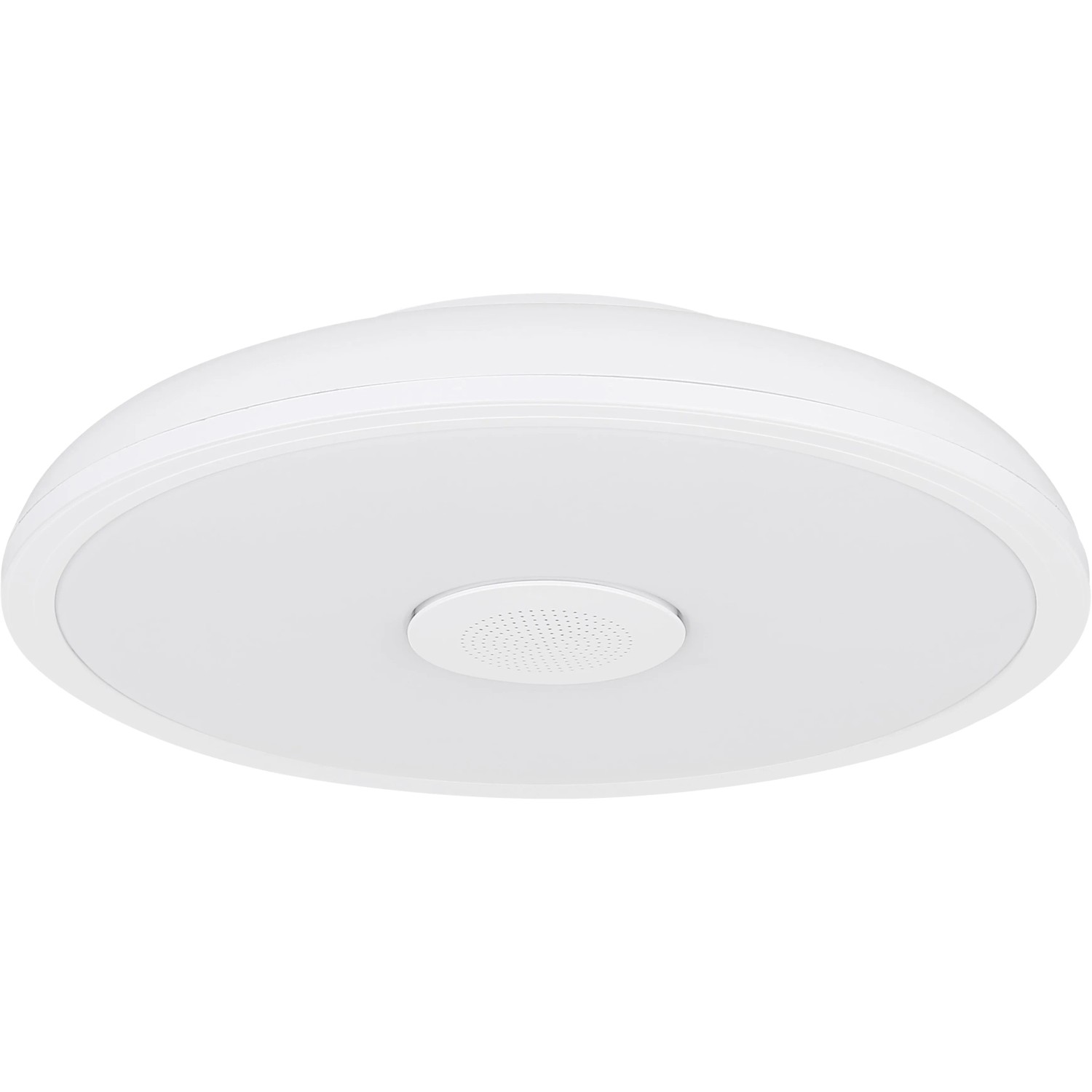 Weiße Globo LED-Deckenleuchte Raffy Ø 28 cm mit integriertem Lautsprecher.
