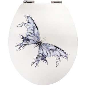 Sanwood WC-Sitz Glossy-Art Papilio mit Schmetterlingsmotiv und Absenkautomatik.
