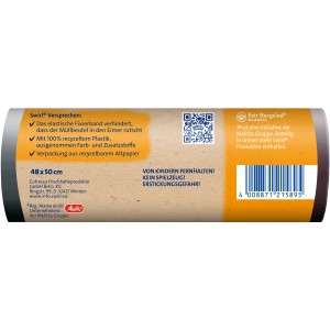 Verpackung Swirl Fixierband-Müllbeutel 20L, 15 Stück. Müllbeutel mit Fixierband aus recyceltem Plastik.