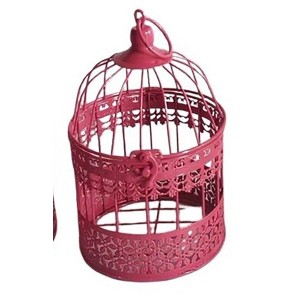 Pinker Deko-Vogelkäfig Louisa L von Boltze, handgearbeitet aus Eisen, runde Form.