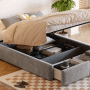 okwish Polsterbett 140x200cm mit Hydraulischem Stauraum Schlafzimmer Grau ohne Matratze_8