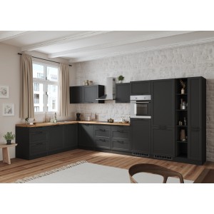 Moderne Held Winkelküche Kempten in Grau/Graphit ohne E-Geräte, Landhausstil.
