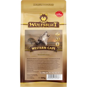 Wolfsblut Trockenfutter Western Cape Adult, Strauß mit Banane, 500g Packung.