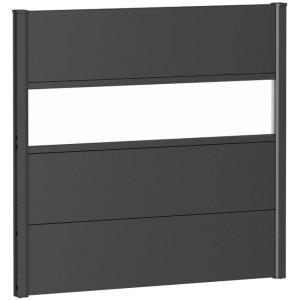 Biohort Wandpaneel Sichtschutz m. Acrylglas 100 cm x 90 cm Dunkelgrau-Metallic