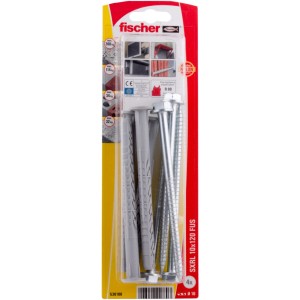 Fischer Langschaftdübel SXRL 10x120 FUS mit Sechskantschraube, 4 Stück, für sichere Befestigungen.