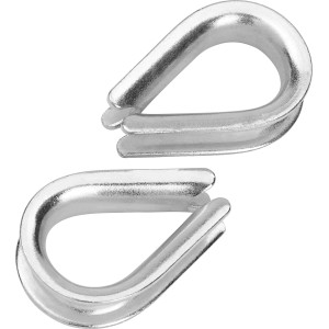 Zwei verzinkte Kauschen 10 mm zur Seilverstärkung.