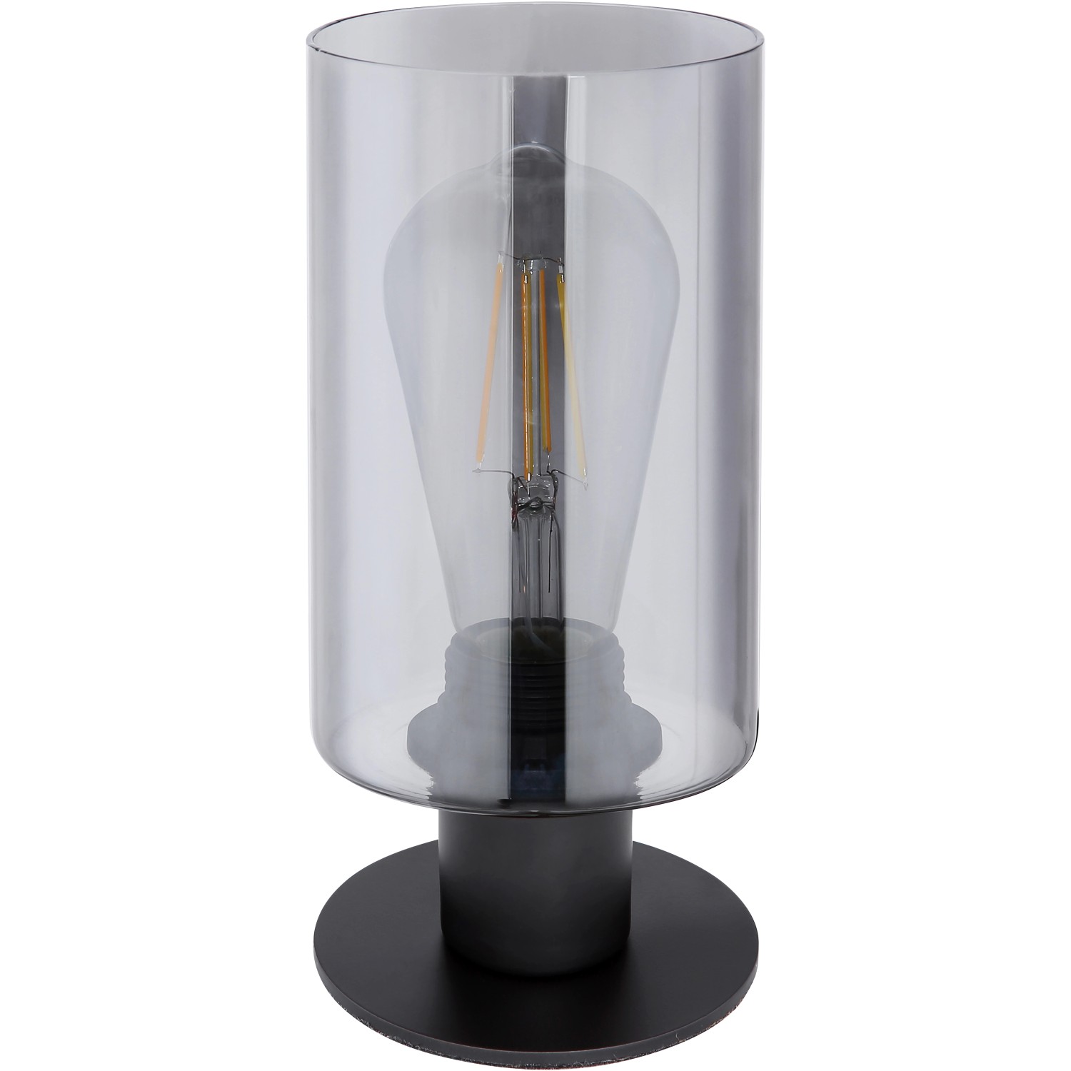 Globo Tischleuchte Hadera, schwarz matt, mit Glaszylinder. Design-Tischlampe für Innenräume.