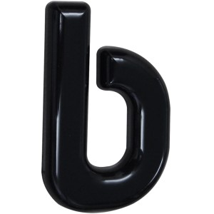 Schwarze Hausnummer 'b' aus Nylon von Alpertec, Kleinbuchstabe für die Hauswand.