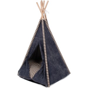 Heimtier Tipi Zelt im Jeanslook, 68x68x80cm, mit Wendekissen. Gemütlicher Schlafplatz für Hunde und Katzen.