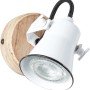 Weiße Brilliant Wandlampe Seed mit Holzdetails, GU10 Fassung, schwenkbar.