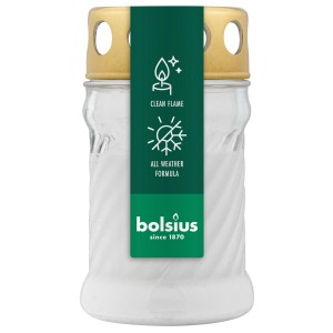 Weiße Bolsius Grablaterne Twist, 11 cm hoch, für Grabkerzen und Gedenkstätten.