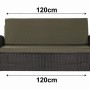 Grünes Gartenkissen-Set für 2-Sitzer Polyrattan-Gartensofa, 120x50 cm.