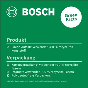 Verpackungsinformationen für Bosch Zamo Linien-Adapter: Materialzusammensetzung und Fakten.