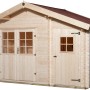 Weka Holz-Gartenhaus Brixen mit Satteldach, naturbelassen, mit Doppeltür und Einzeltür.