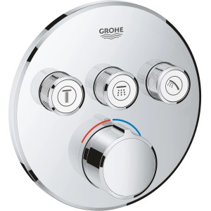 Grohe SmartControl Unterputzmischer mit 3 Ventilen, Chrom, runde Armatur für Dusche.