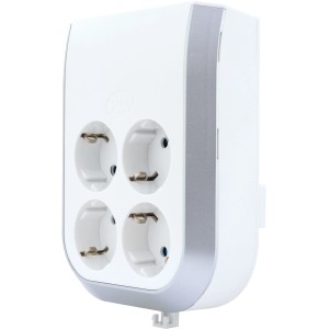REV Ritter MultiPower 4-fach Steckdosenadapter, weiße Steckdosenleiste für die Wandmontage.