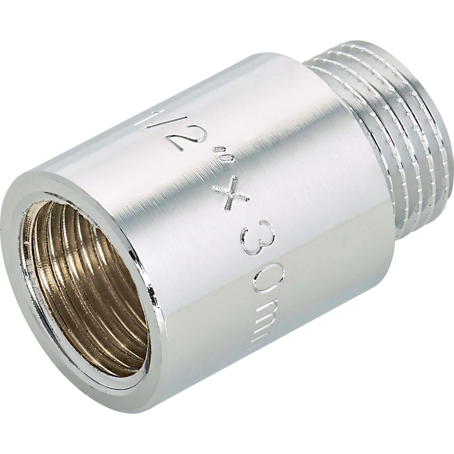 Verchromte Hahnverlängerung aus Messing, 18,6 mm x 21 mm, 30 mm lang, für Gewindefittings.