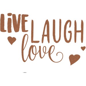 Komar Deko-Sticker Live Laugh Love, braune Schrift mit Herzchen, Wandtattoo.