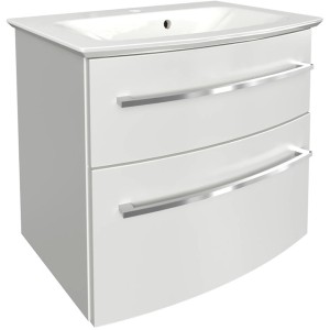 Fackelmann Badmöbel-Set B.Style, 2-teilig, 63,2 cm, Weiß: Waschtisch mit Unterschrank und zwei Schubladen.