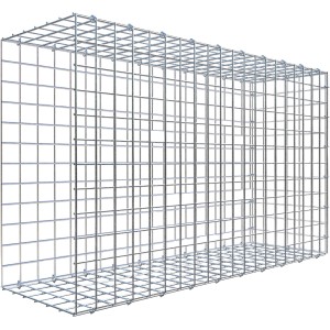 Leere Gabiona C-Ring Anbaugabione, 60x100x30cm, Maschenweite 5x5cm, aus verzinktem Draht.
