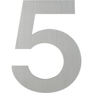AnsaPro Hausnummer 5 aus Edelstahl, gebürstet und modern.