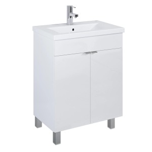 Roca Waschtischunterschrank Cheese 2.0 mit 2 Türen & Füßen 60 cm Weiß Hochglanz