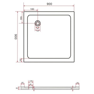 Glasdeals Duschwanne Duschtasse Acryl 5 x 90 x 90 cm 3901