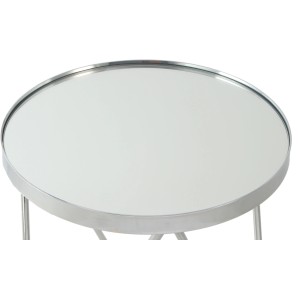Kayoom Beistelltisch Bonnie, silberfarben mit Spiegelglasplatte, Ø 42x46 cm.