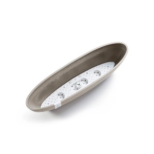 Ecopots Sofia Lang Pflanzschale, braungrau, 56x14x16 cm, mit Wasserreservoir.