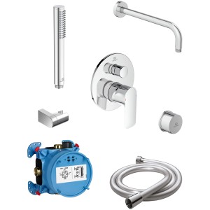 Ideal Standard Ceratherm T100 Unterputz Armaturen-Bundle in Chrom mit Brause, Thermostat und Zubehör.