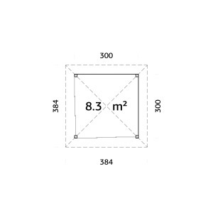 Grundriss Palmako Pavillon Bianca Set201, 300x300 cm, Fläche 8,3 m².