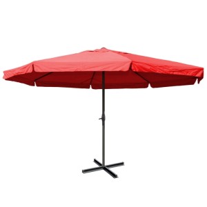 Bordeauxroter MCW Sonnenschirm Carpi Pro, Ø 5m, ohne Ständer, mit Kurbelmechanismus und Bodenkreuz.