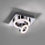 Moderne LED-Deckenleuchte Tim Chrom, 17x17 cm, mit drehbarem Leuchtring für warmweißes Licht.