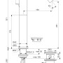 Technische Zeichnung Ideal Standard Ceraline Waschtischarmatur, verlängerter Sockel, Ablaufgarnitur, Silk Black, Maße