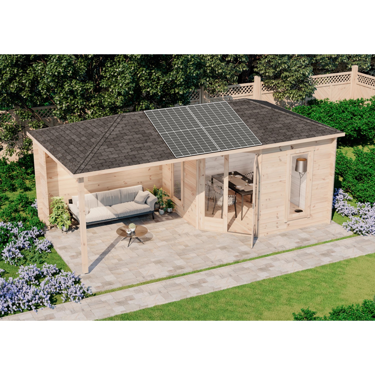 Alpholz Gartenhaus Liwa Mit Solaranlage Duo 5-Eck 260 Cm X 608 Cm X 312 ...