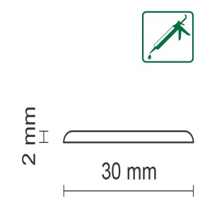 Detailansicht: Schwarze FN Neuhofer Abdeckleiste KU030 aus PVC, 2x30x2400 mm, zur Fugenabdeckung.