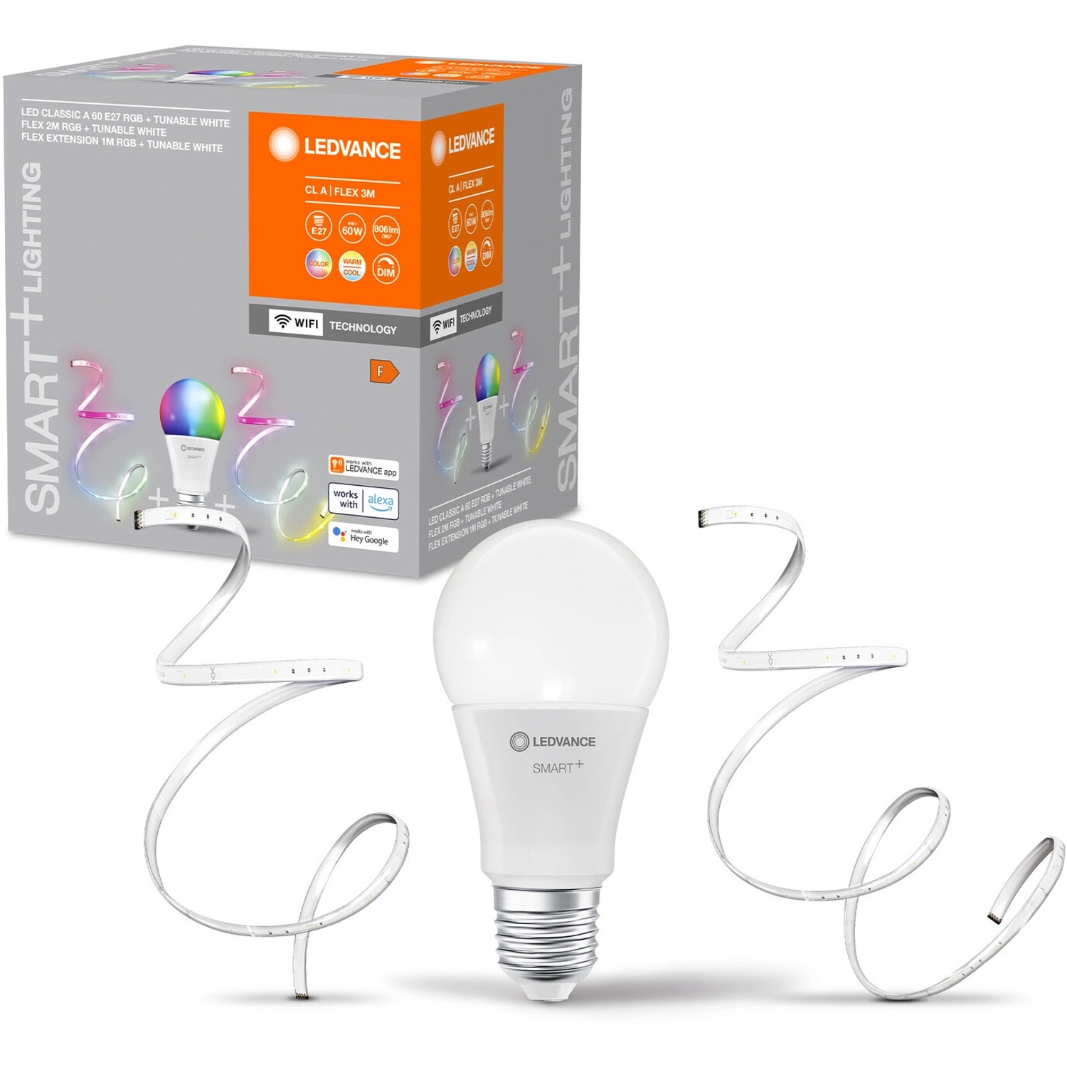 Ledvance Smart+ E27 Leuchtmittel mit 2 LED-Lichtstreifen. Smarte Beleuchtung für Ihr Zuhause.