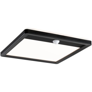 Eckige Paulmann LED-Außendeckenleuchte Lamina mit PIR-Sensor, schwarz. Lichtfarbe einstellbar.