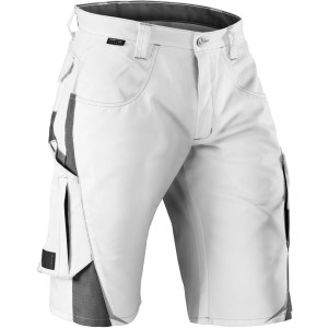 Kübler Pulsschlag Shorts in Weiß-Anthrazit, Größe 40. Arbeitskleidung mit Taschen und Cordura-Verstärkung.