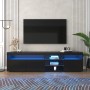 okwish TV Schrank mit LED Beleuchtung für Wohnzimmer 180x35x48cm Schwarz_4