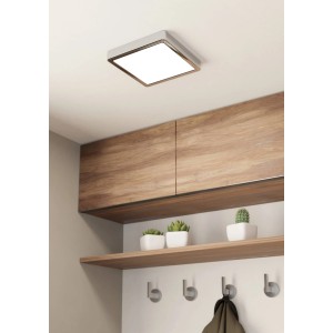 Quadratische LED-Deckenleuchte Fueva 5 in Chrom, warmweißes Licht, 21x21 cm. Moderne Deckenbeleuchtung für Bad & Wohnraum.