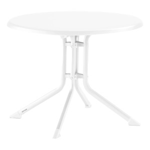 Weißer, runder Kettler Klapptisch Boulevard (Ø 85 cm) für Garten oder Balkon.