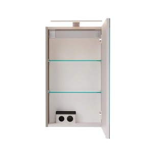 Offener Fackelmann LED-Spiegelschrank SBC, Cubanit Grau, 40x68x15cm, mit Glasablagen.