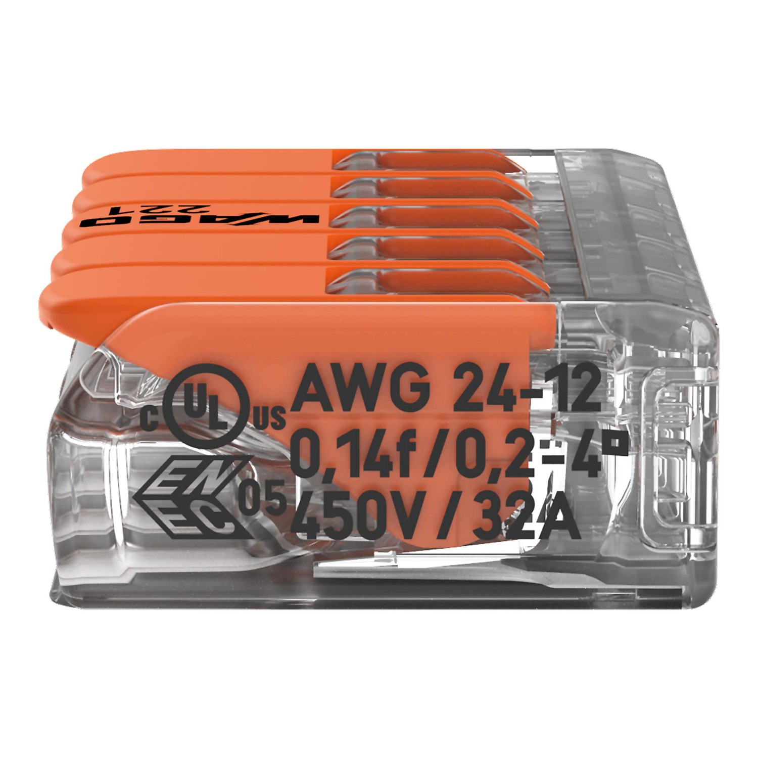Wago Hebelklemme, 25er Pack, für sichere Verbindungen von Kupferleitern in Elektroinstallationen.