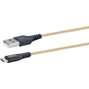 Hanfbraunes Micro USB Sync & Ladekabel (1,2m) für Handyzubehör.