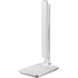 Weiße LED-Tischlampe Tanna von Globo, moderne Schreibtischlampe mit Touchdimmer.