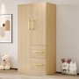 okwish Kleiderschrank mit Doppeltür Schubladen Staufächer Kinder 70x135x40cm Natur_3