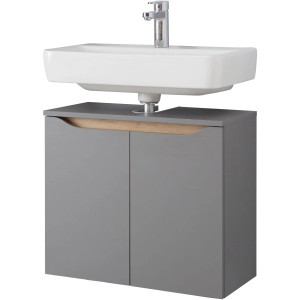 Pelipal Waschbeckenunterschrank Quickset 357, Quarzgrau Matt Touch, 60 cm. Badmöbel mit zwei Türen.