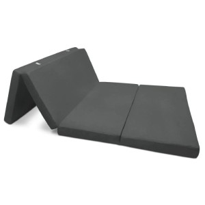 Beautissu Comfort Klappmatratze, 195x120x7cm, Anthrazit, zusammengeklappt.