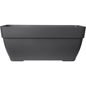 Rechteckiger, anthrazitfarbener Elho Terrassentopf Vibia Campana, 80x33x35 cm, aus recyceltem Kunststoff.